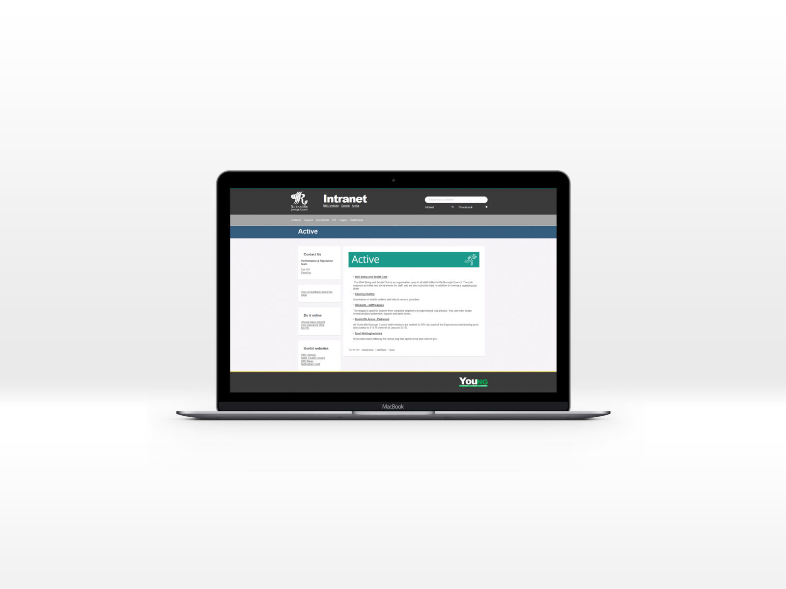 RBC intranet Active page displayed on a desktop Mac