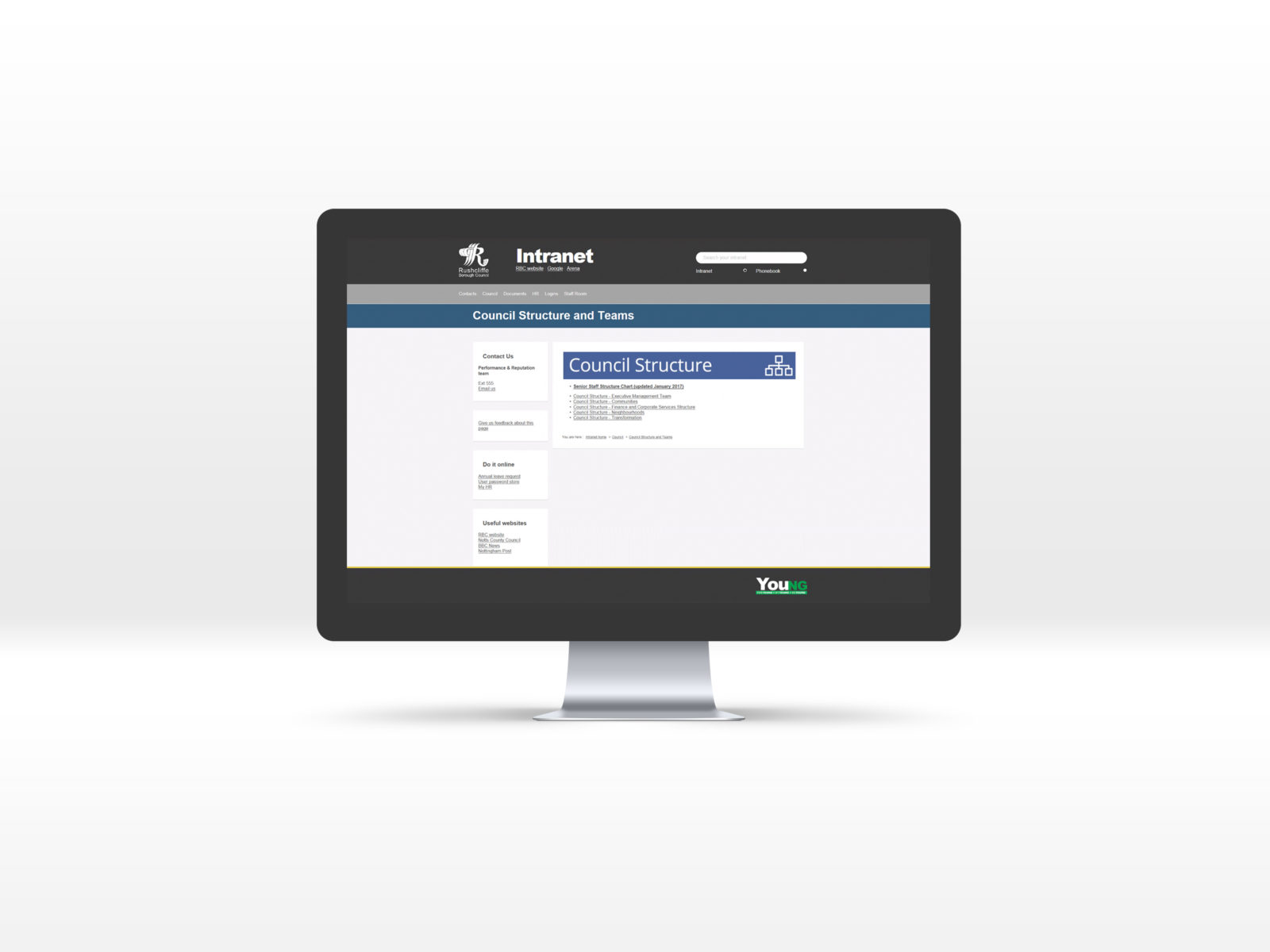 RBC intranet Structure page displayed on a desktop Mac