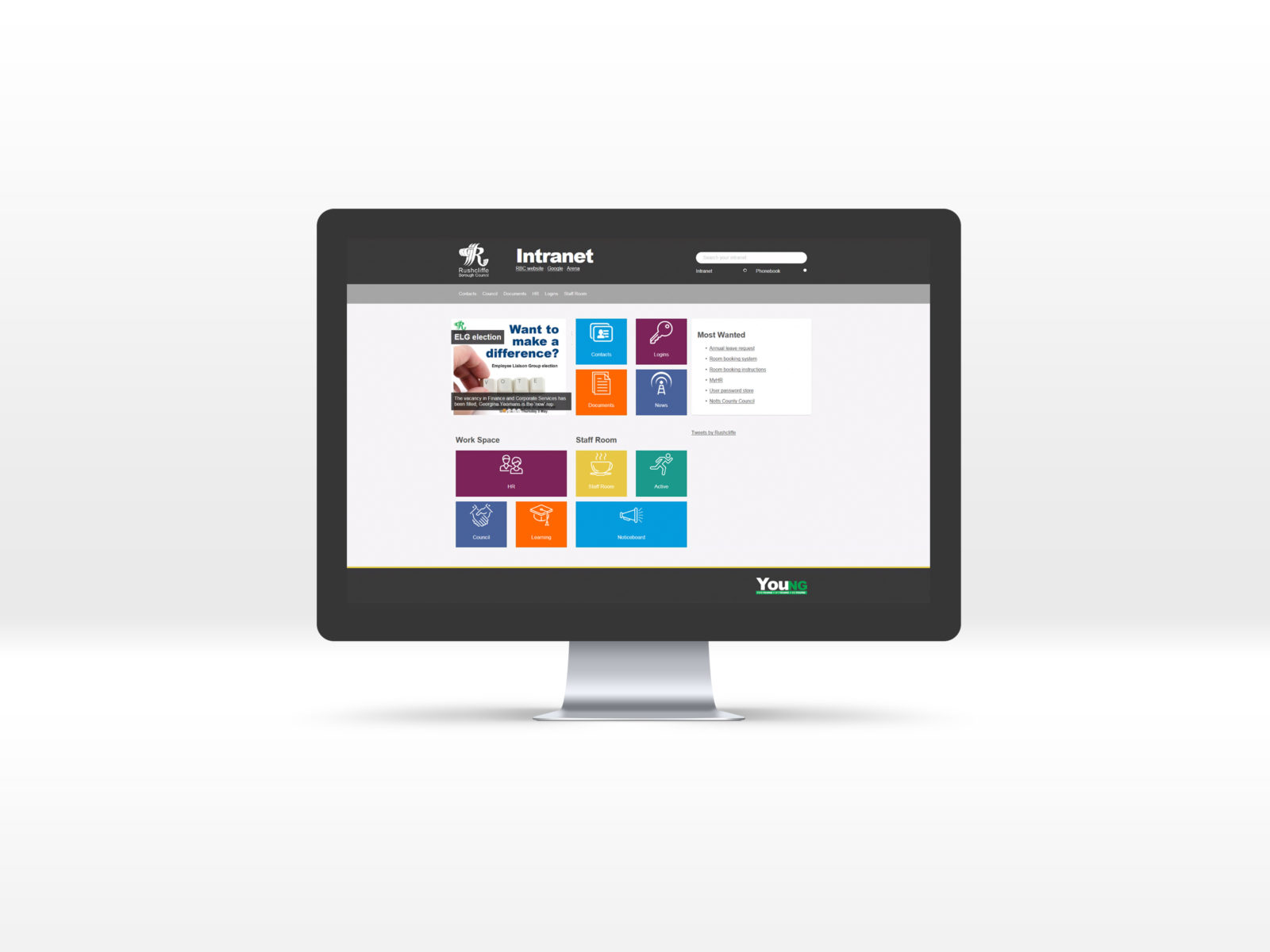 RBC intranet homepage displayed on a desktop Mac