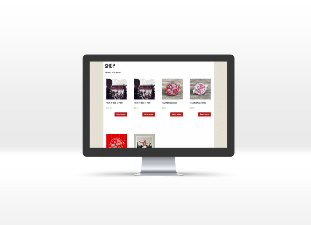 Forza Garibaldi Shop page displayed on an iMac