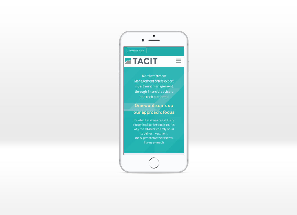 Tacit homepage displayed on a iPhone