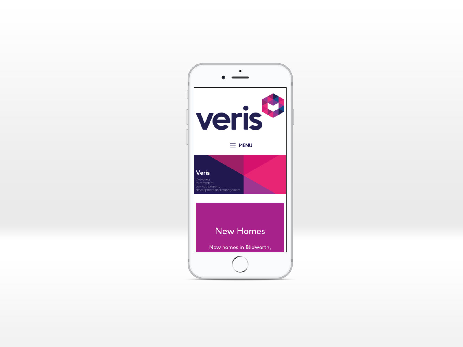 Veris homepage displayed on an iPhone