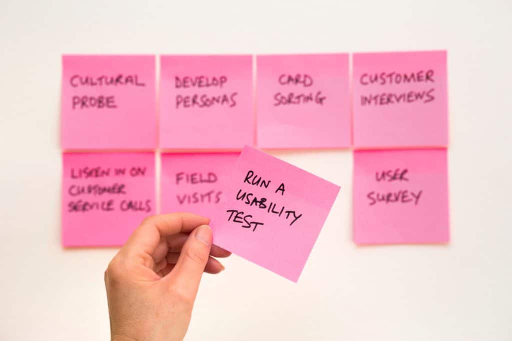 A Post-it note with'Run A Usability Test' written inside