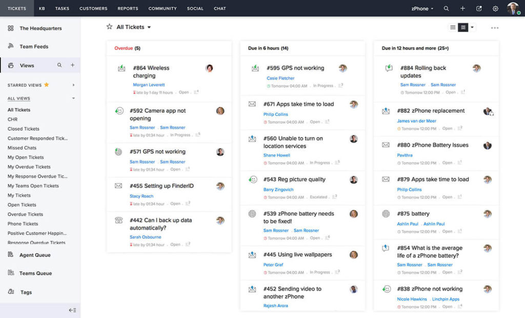 An example of what a Zoho ticketing system would look like