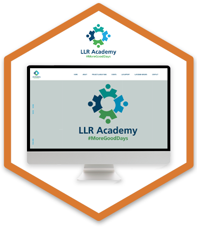 LLR Academy hompage and logo