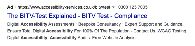 A screen shot of a paid search result for Shaw Trust