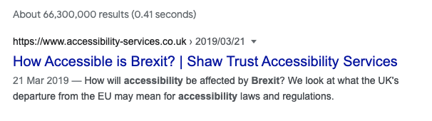 Organic search result showing Shaw Trust blog post ranking number one in Google