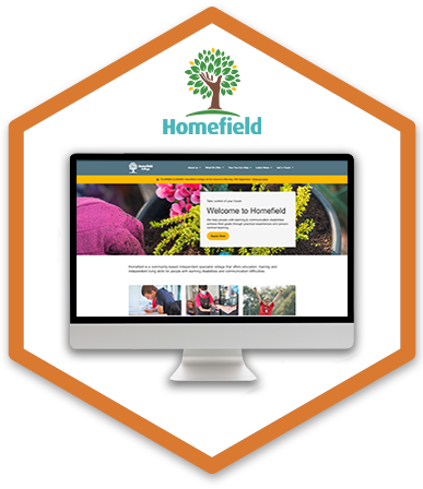 homefield college logo and website home page