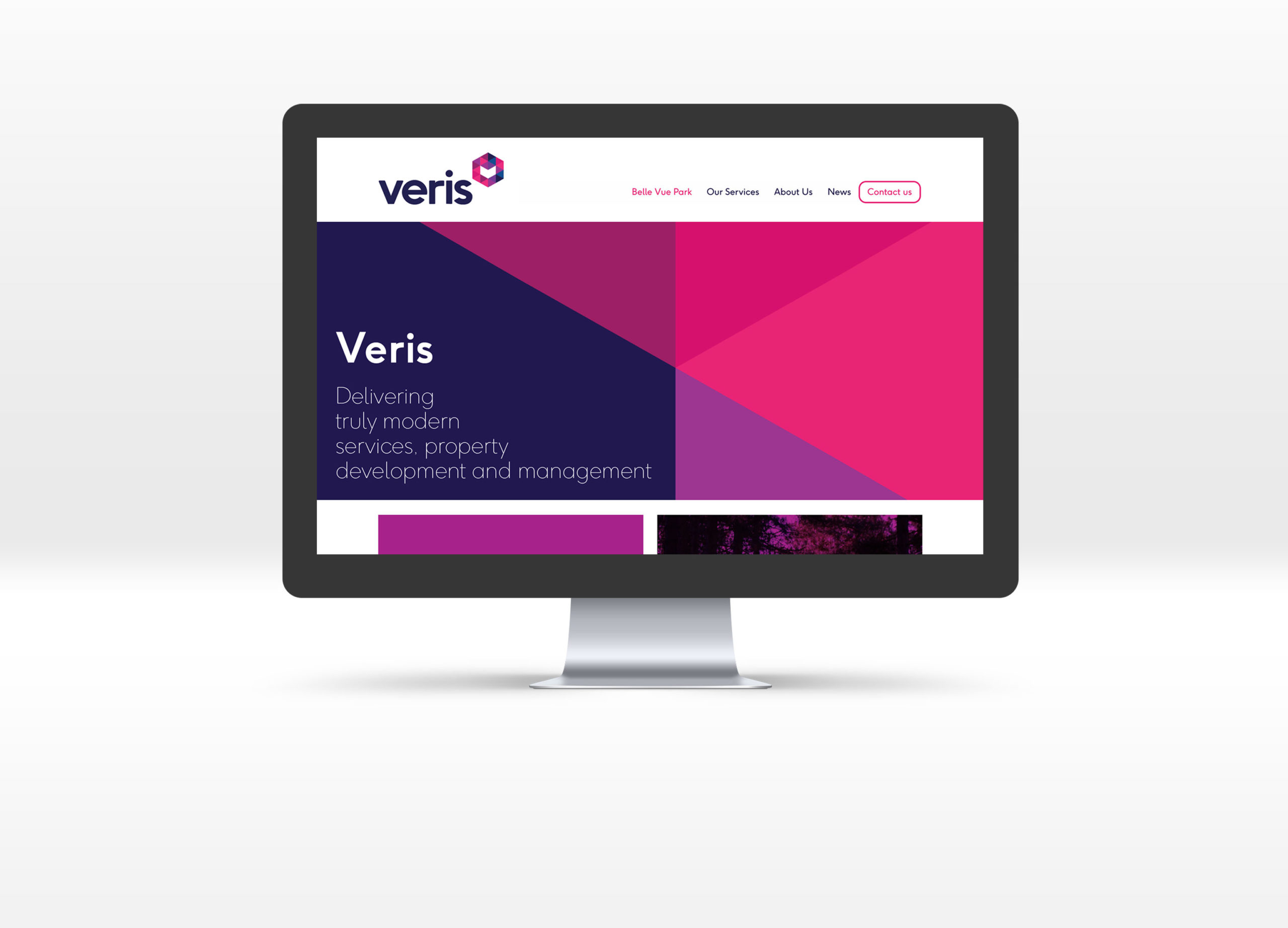 Veris homepage displayed on a Mac desktop computer