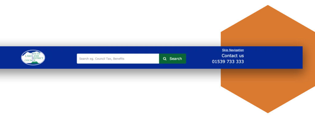 a screenshot of the council's navigation with a skip navigation option