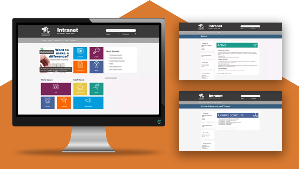screenshots of the Rushcliffe Borough Council intranet