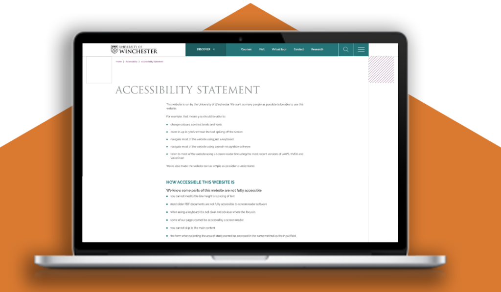 a screenshot of the website's accessibility statement