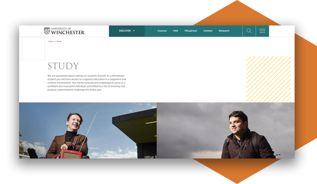 a screenshot of the home page of Winchester University's website