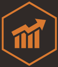 orange hexagon with an upward graph icon inside