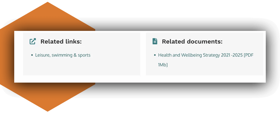 a screenshot of the related links and document features