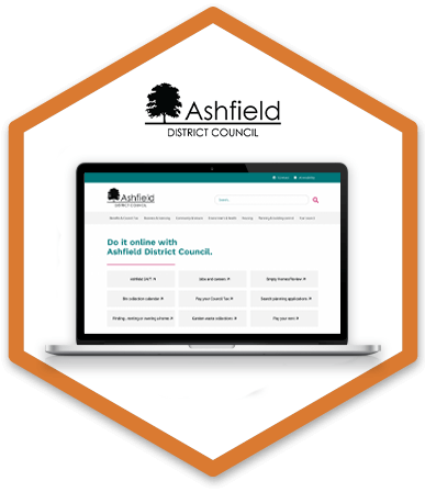 Ashfield District Council logo and home page