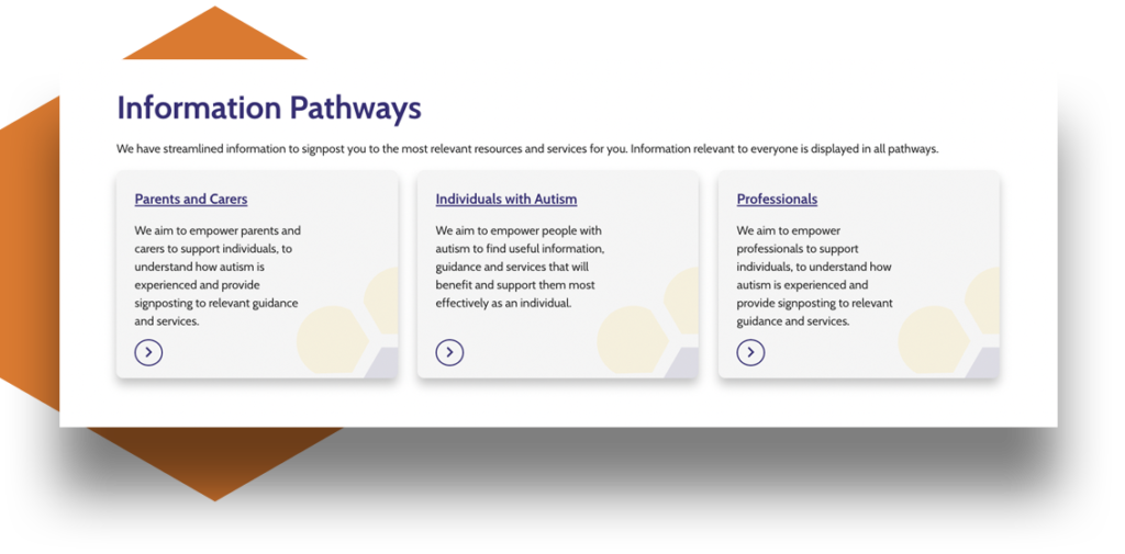 a screenshot of the information pathways in three standout boxes