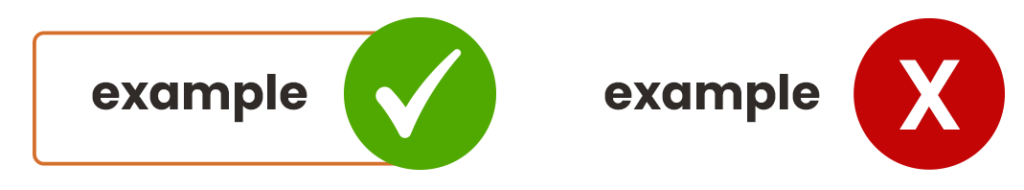 two examples of focus appearances, one has no visible border around a white button, the other has an orange border which appears once active